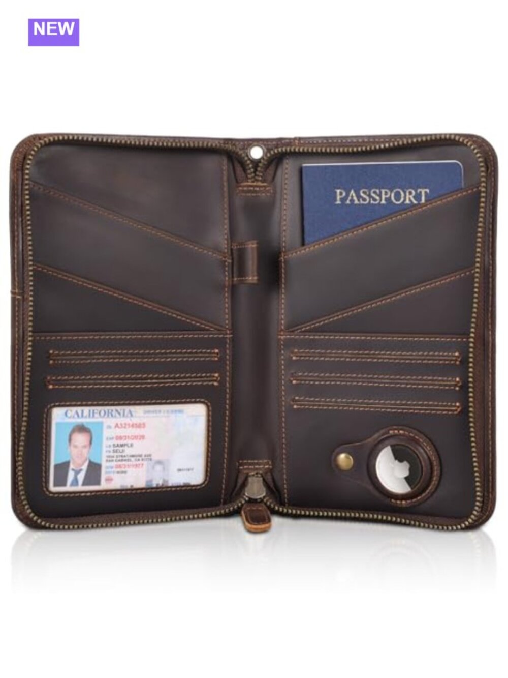 Full Grain Leather Passport Holder RFID Blocking Travel Wallet